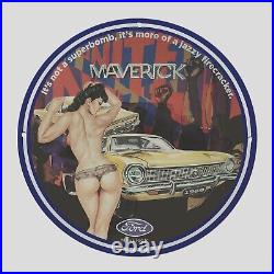 Vintage Ford Maverick 1903 Oil Porcelain Gas Pump Sign