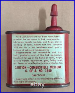 Vintage Ford Motor Company Lock Lubricant Tin Oil- Ford Mercury Lincoln Products