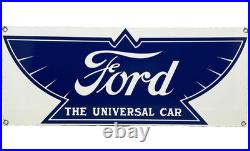 Vintage Ford Motors Porcelain Sign Gas Station Pump Plate Dealership Chevrolet