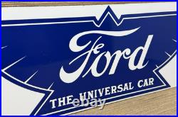 Vintage Ford Motors Porcelain Sign Gas Station Pump Plate Dealership Chevrolet