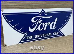 Vintage Ford Motors Porcelain Sign Gas Station Pump Plate Dealership Chevrolet