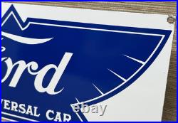 Vintage Ford Motors Porcelain Sign Gas Station Pump Plate Dealership Chevrolet