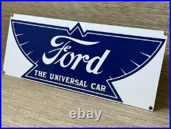 Vintage Ford Motors Porcelain Sign Gas Station Pump Plate Dealership Chevrolet