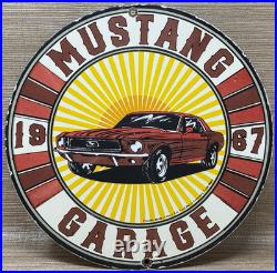 Vintage Ford Mustang Porcelain Sign Gas Automobile Service Motor Co Tucks Dealer