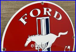 Vintage Ford Mustang Porcelain Sign Gas Automobile Service Motor Co Tucks Dealer Vintage Ford Mustang Porcelain Sign Gas Automobile Service Motor Co Tucks Dealer