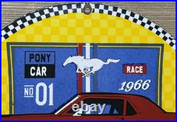 Vintage Ford Mustang Porcelain Sign Gas Automobile Service Motor Co Tucks Dealer