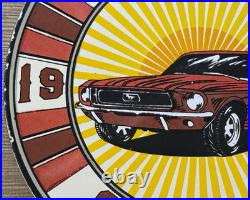 Vintage Ford Mustang Porcelain Sign Gas Automobile Service Motor Co Tucks Dealer
