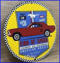 Vintage Ford Mustang Porcelain Sign Gas Automobile Service Motor Co Tucks Dealer