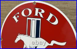 Vintage Ford Mustang Porcelain Sign Gas Automobile Service Motor Co Tucks Dealer Vintage Ford Mustang Porcelain Sign Gas Automobile Service Motor Co Tucks Dealer