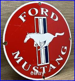 Vintage Ford Mustang Porcelain Sign Gas Automobile Service Motor Co Tucks Dealer