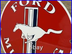 Vintage Ford Mustang Porcelain Sign Gas Automobile Service Motor Co Tucks Dealer Vintage Ford Mustang Porcelain Sign Gas Automobile Service Motor Co Tucks Dealer