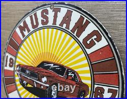 Vintage Ford Mustang Porcelain Sign Gas Automobile Service Motor Co Tucks Dealer