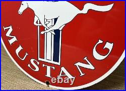 Vintage Ford Mustang Porcelain Sign Gas Automobile Service Motor Co Tucks Dealer