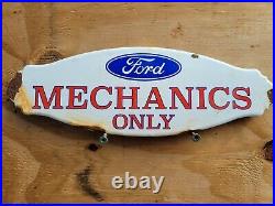 Vintage Ford Porcelain Sign Gas Station Door Plaque Oil Service Mechanics Repair