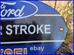 Vintage Ford Power Stroke Diesel Porcelain Sign 12×8