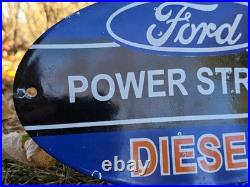 Vintage Ford Power Stroke Diesel Porcelain Sign 12×8
