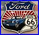 Vintage Ford Route 66 Porcelain Dealership Sign Motor Oil Gasoline Chevrolet