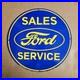 Vintage Ford Sales Service 62 Old Us Gasoline Oil Gas Pump Enamel Porcelain Sign