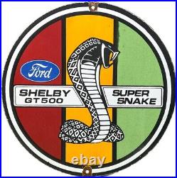 Vintage Ford Shelby Cobra Porcelain Dealership Sign Gas Station Pump Plate Oil