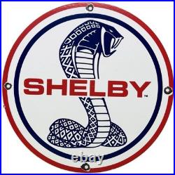 Vintage Ford Shelby Cobra Porcelain Dealership Sign Gas Station Pump Plate Oil