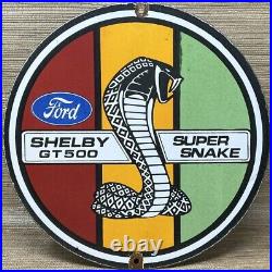 Vintage Ford Shelby Cobra Porcelain Dealership Sign Gas Station Pump Plate Oil