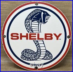 Vintage Ford Shelby Cobra Porcelain Dealership Sign Gas Station Pump Plate Oil
