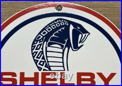 Vintage Ford Shelby Cobra Porcelain Dealership Sign Gas Station Pump Plate Oil