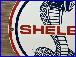 Vintage Ford Shelby Cobra Porcelain Dealership Sign Gas Station Pump Plate Oil