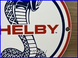 Vintage Ford Shelby Cobra Porcelain Dealership Sign Gas Station Pump Plate Oil
