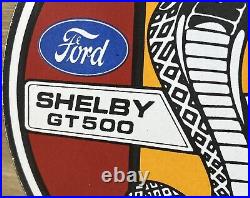 Vintage Ford Shelby Cobra Porcelain Dealership Sign Gas Station Pump Plate Oil