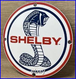Vintage Ford Shelby Cobra Porcelain Dealership Sign Gas Station Pump Plate Oil