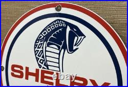 Vintage Ford Shelby Cobra Porcelain Dealership Sign Gas Station Pump Plate Oil