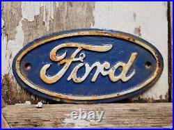 Vintage Ford Sign Cast Iron Automobile Dealer Truck Car Oval Emblem Plaque Gas