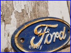 Vintage Ford Sign Cast Iron Automobile Dealer Truck Car Oval Emblem Plaque Gas