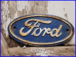 Vintage Ford Sign Cast Iron Automobile Dealer Truck Car Oval Emblem Plaque Gas