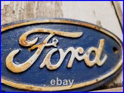 Vintage Ford Sign Cast Iron Automobile Dealer Truck Car Oval Emblem Plaque Gas