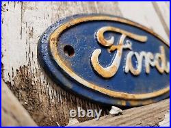 Vintage Ford Sign Cast Iron Automobile Dealer Truck Car Oval Emblem Plaque Gas