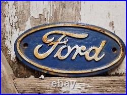 Vintage Ford Sign Cast Iron Automobile Dealer Truck Car Oval Emblem Plaque Gas