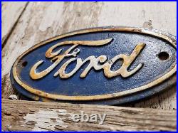 Vintage Ford Sign Cast Iron Automobile Dealer Truck Car Oval Emblem Plaque Gas