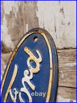 Vintage Ford Sign Cast Iron Automobile Dealer Truck Car Oval Emblem Plaque Gas