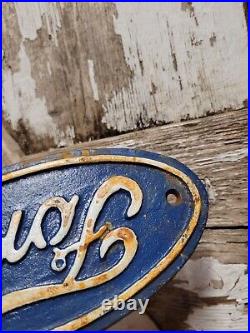 Vintage Ford Sign Cast Iron Automobile Dealer Truck Car Oval Emblem Plaque Gas