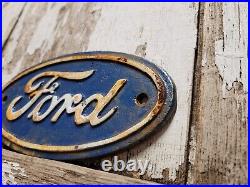 Vintage Ford Sign Cast Iron Automobile Dealer Truck Car Oval Emblem Plaque Gas