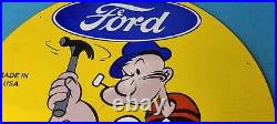 Vintage Ford Sign Porcelain Automobiles Sign Popeye Authorized Gas Pump Sign