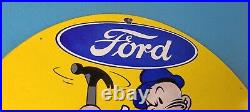 Vintage Ford Sign Porcelain Automobiles Sign Popeye Authorized Gas Pump Sign