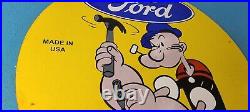 Vintage Ford Sign Porcelain Automobiles Sign Popeye Authorized Gas Pump Sign