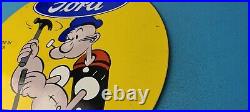 Vintage Ford Sign Porcelain Automobiles Sign Popeye Authorized Gas Pump Sign