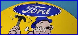 Vintage Ford Sign Porcelain Automobiles Sign Popeye Authorized Gas Pump Sign