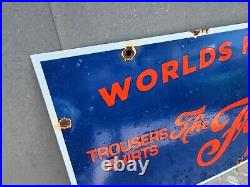 Vintage Freeland Overalls Porcelain Sign Oil Gas Union Made Textile Factory