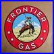 Vintage Frontier Gas 1954 Old Us Gasoline Oil Gas Pump Enamel Porcelain Sign