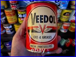 Vintage Full Nos 1940's Veedol 1 Lb High Pressure Grease Can Excellent Condition